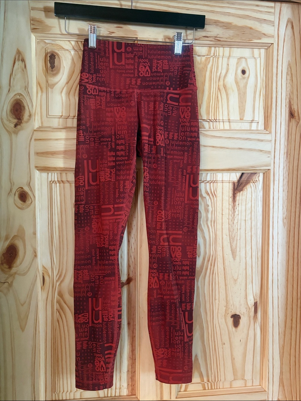 Lululemon Red Graphic Logo Leggings - High-Rise Active Fit
